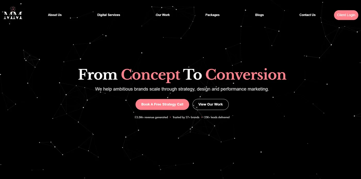 The MM Digital website homepage