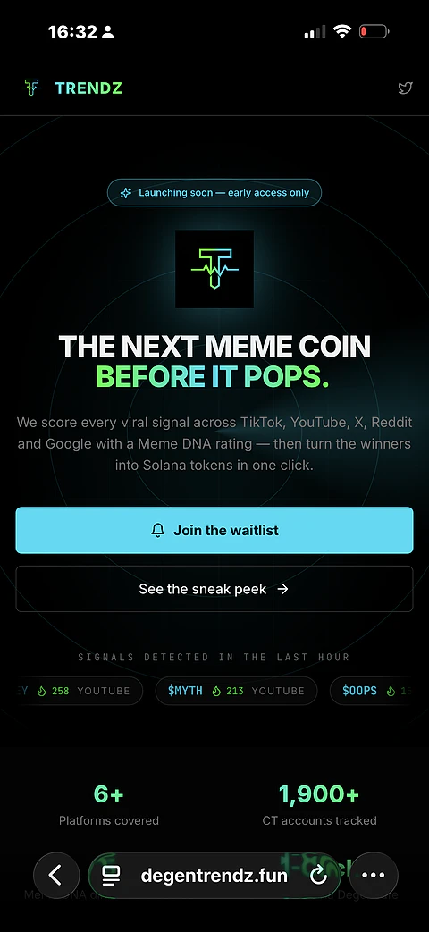 The Trendz website on a phone