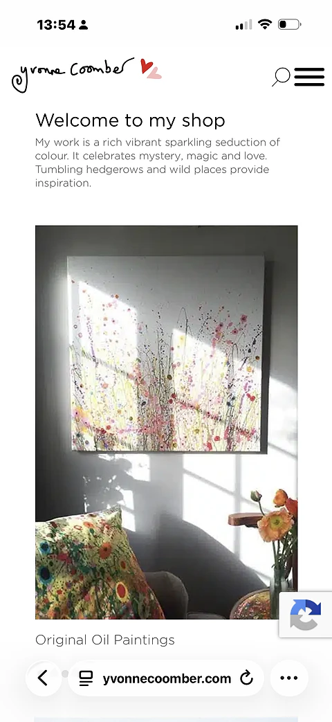 The Yvonne Coomber website on a phone